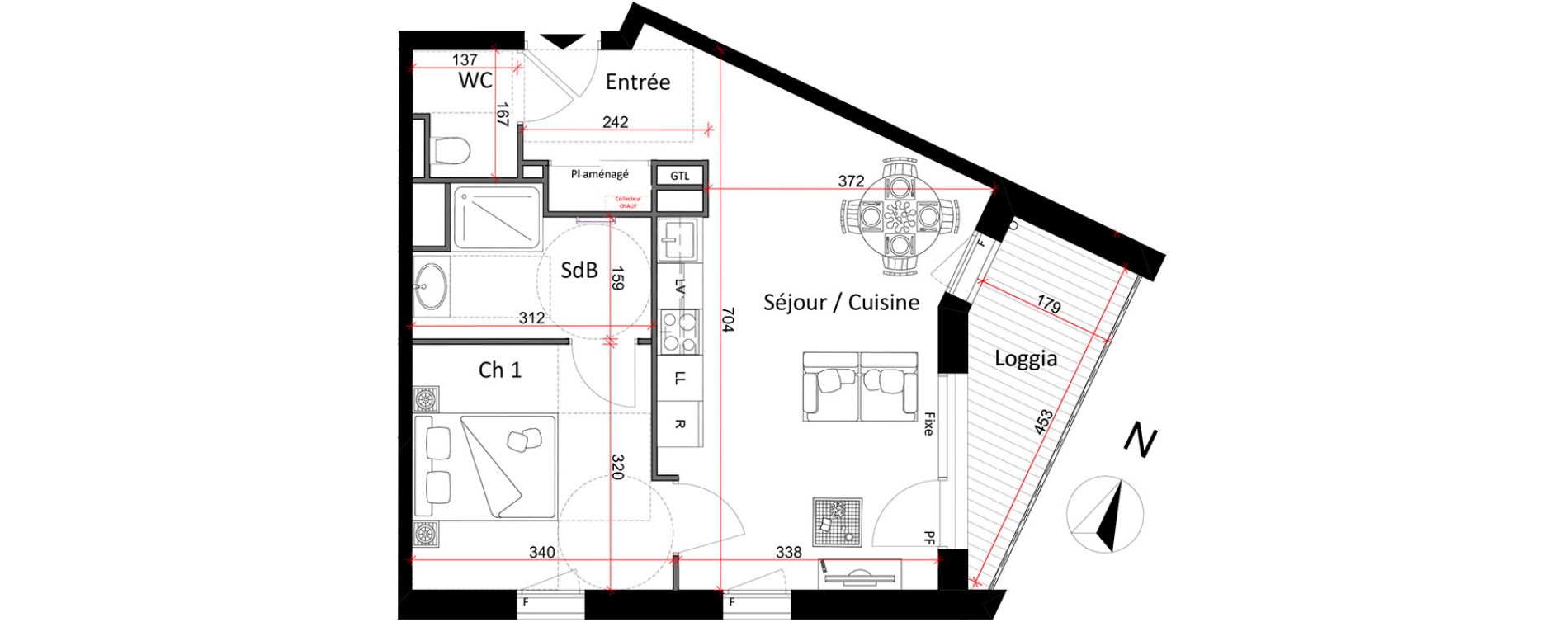 Appartement T2 de 44,64 m2 &agrave; Metz Bellecroix