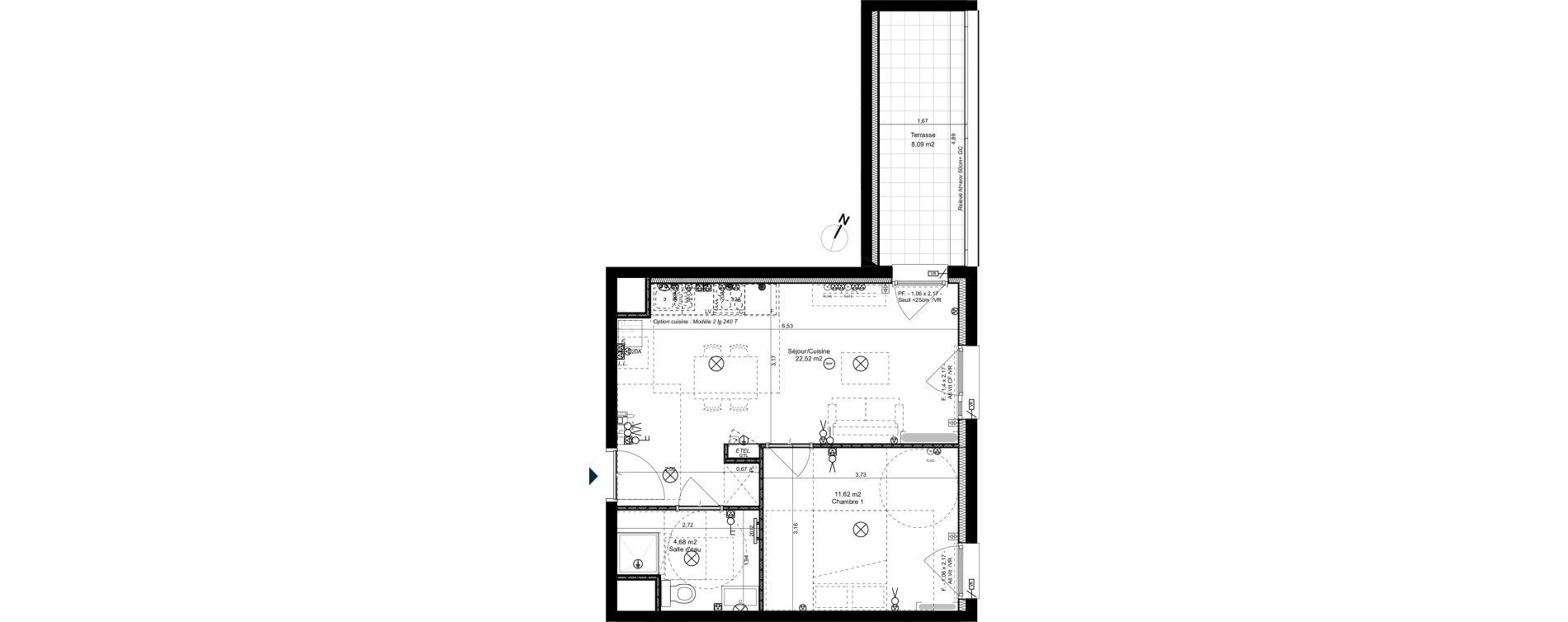 Appartement T2 de 38,83 m2 &agrave; Metz Patrotte - metz nord