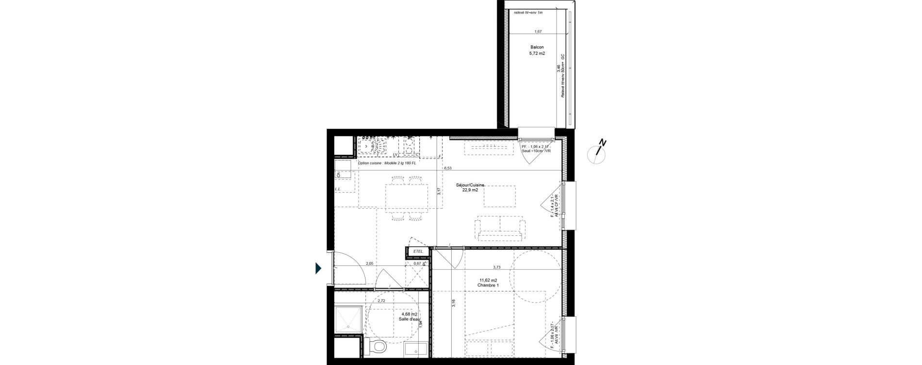 Appartement T2 de 39,21 m2 &agrave; Metz Patrotte - metz nord