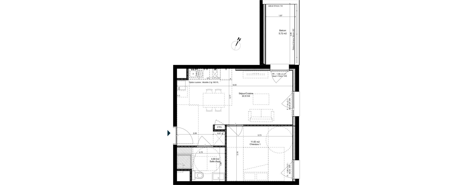 Appartement T2 de 39,21 m2 &agrave; Metz Patrotte - metz nord
