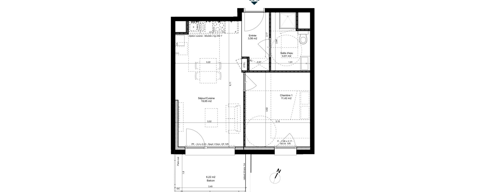 Appartement T2 de 39,44 m2 &agrave; Metz Patrotte - metz nord
