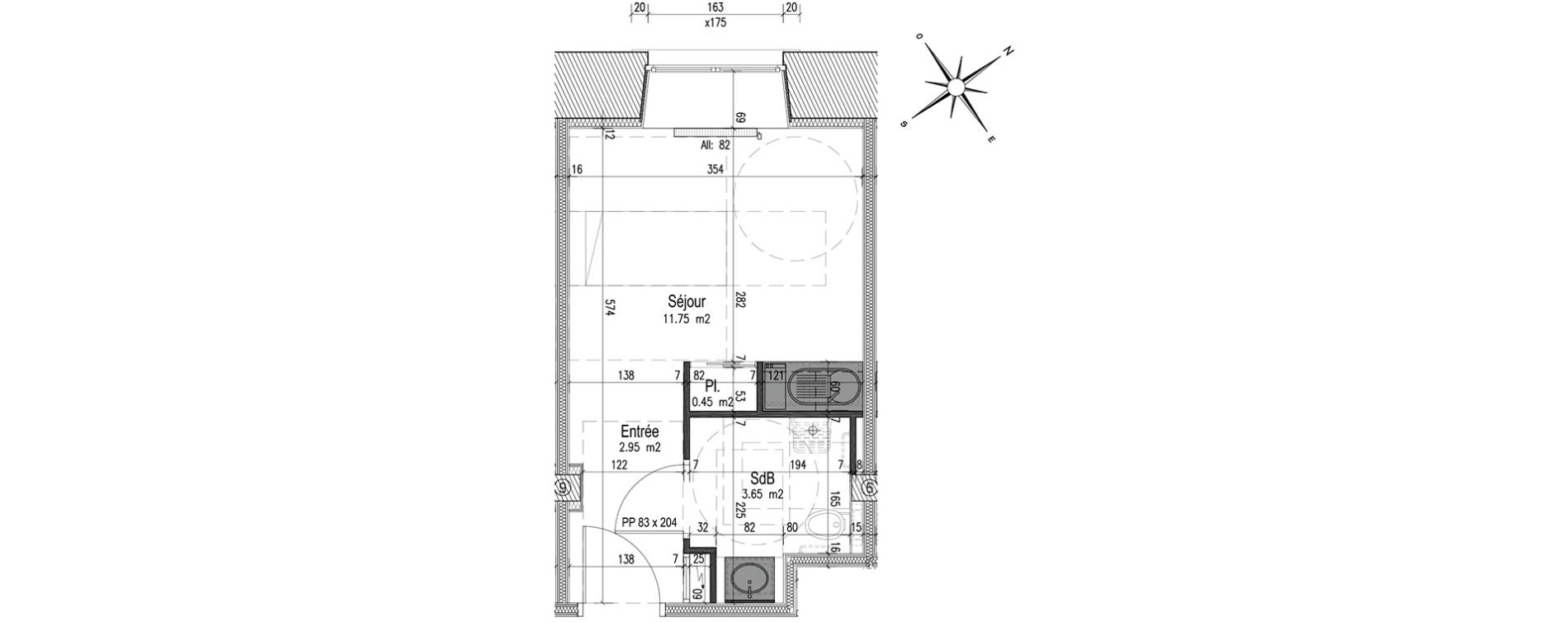 Appartement T1 de 18,80 m2 &agrave; Metz Les iles