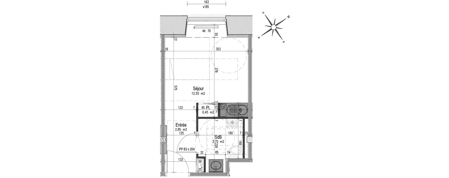 Appartement T1 de 19,60 m2 &agrave; Metz Les iles