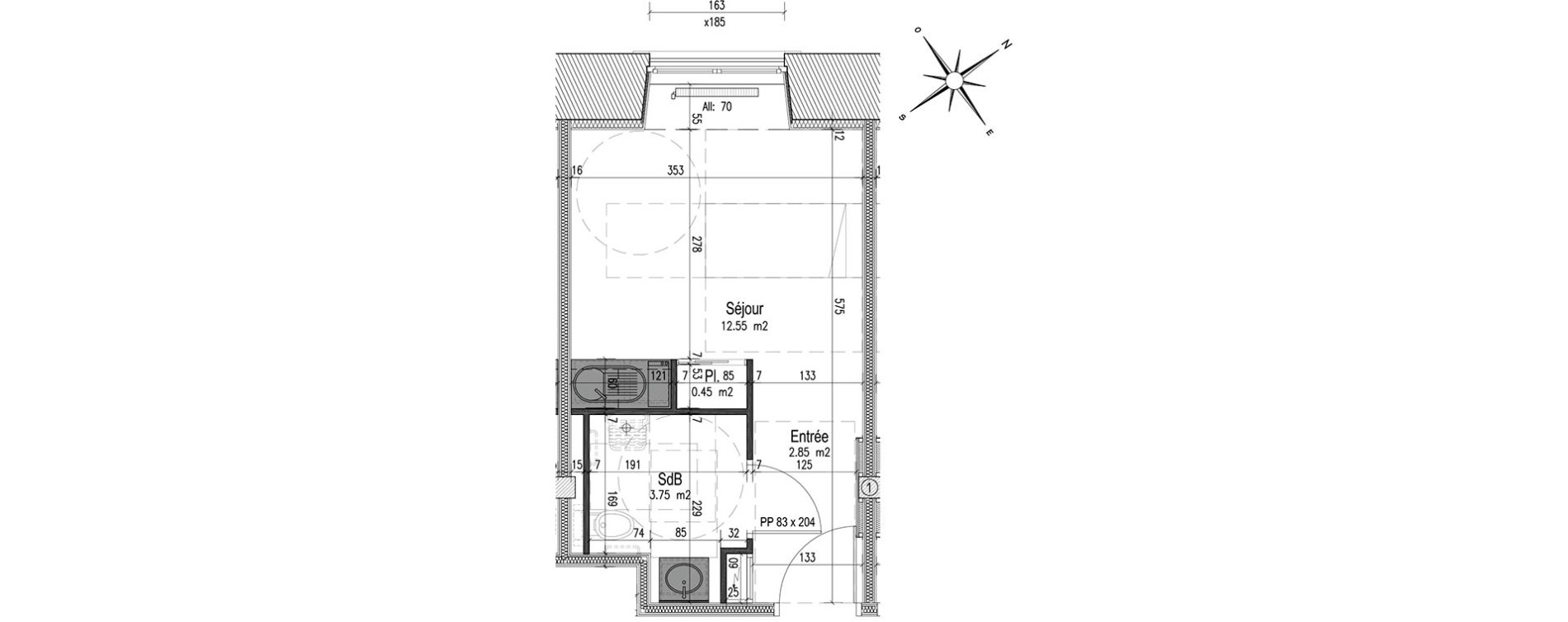 Appartement T1 de 19,60 m2 &agrave; Metz Les iles