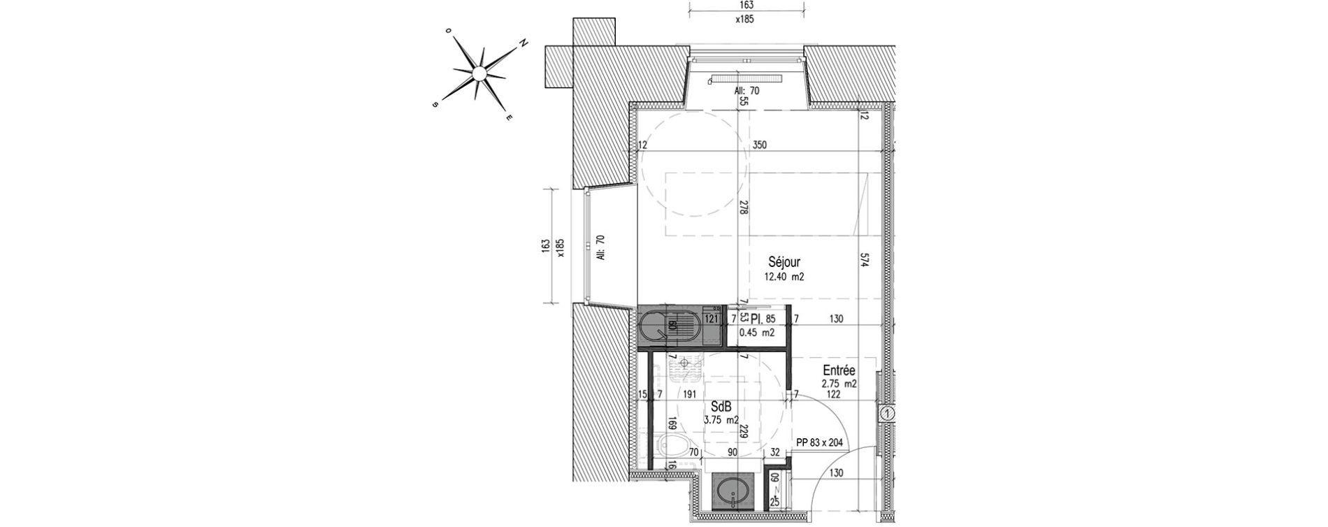 Appartement T1 de 19,35 m2 &agrave; Metz Les iles