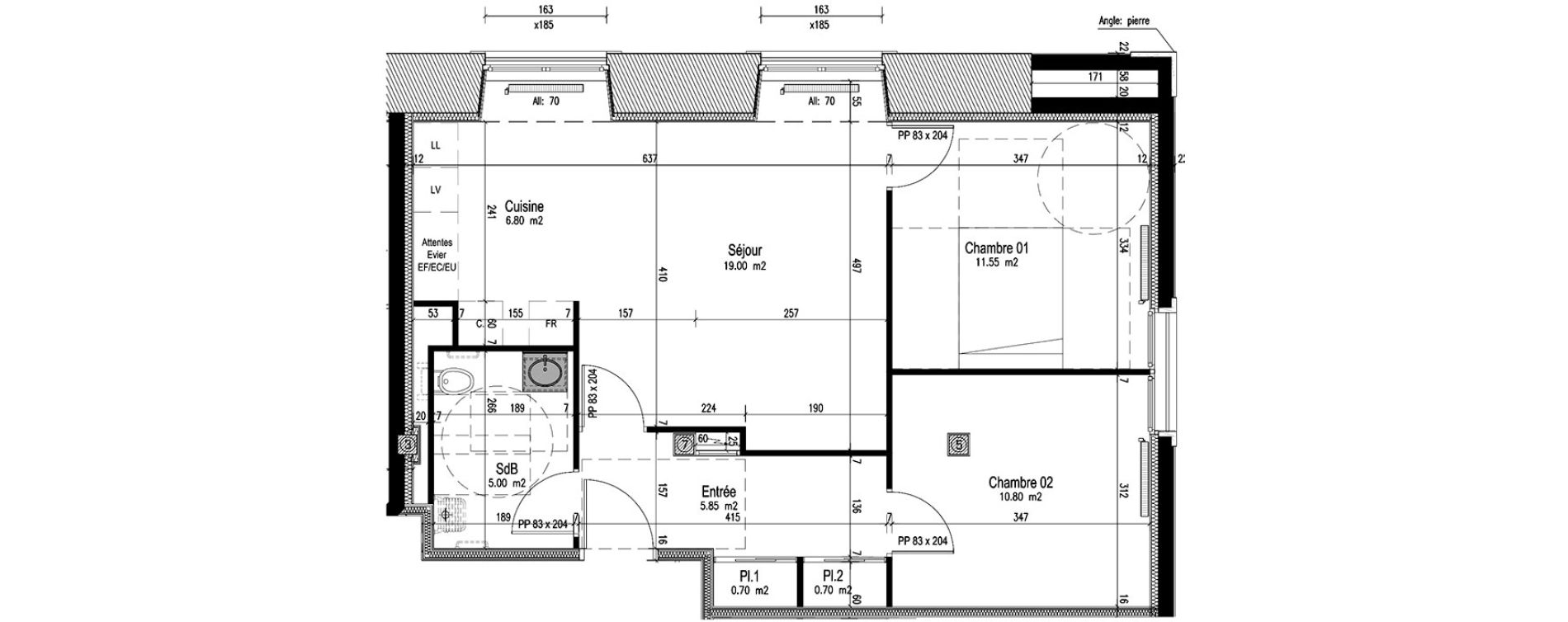 Appartement T3 de 60,40 m2 &agrave; Metz Les iles