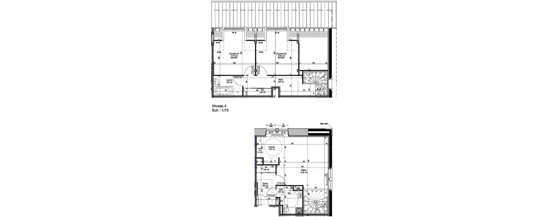Duplex T3 de 70,95 m2 &agrave; Metz Les iles