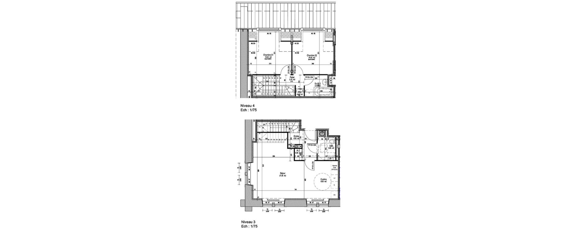 Duplex T3 de 69,65 m2 &agrave; Metz Les iles