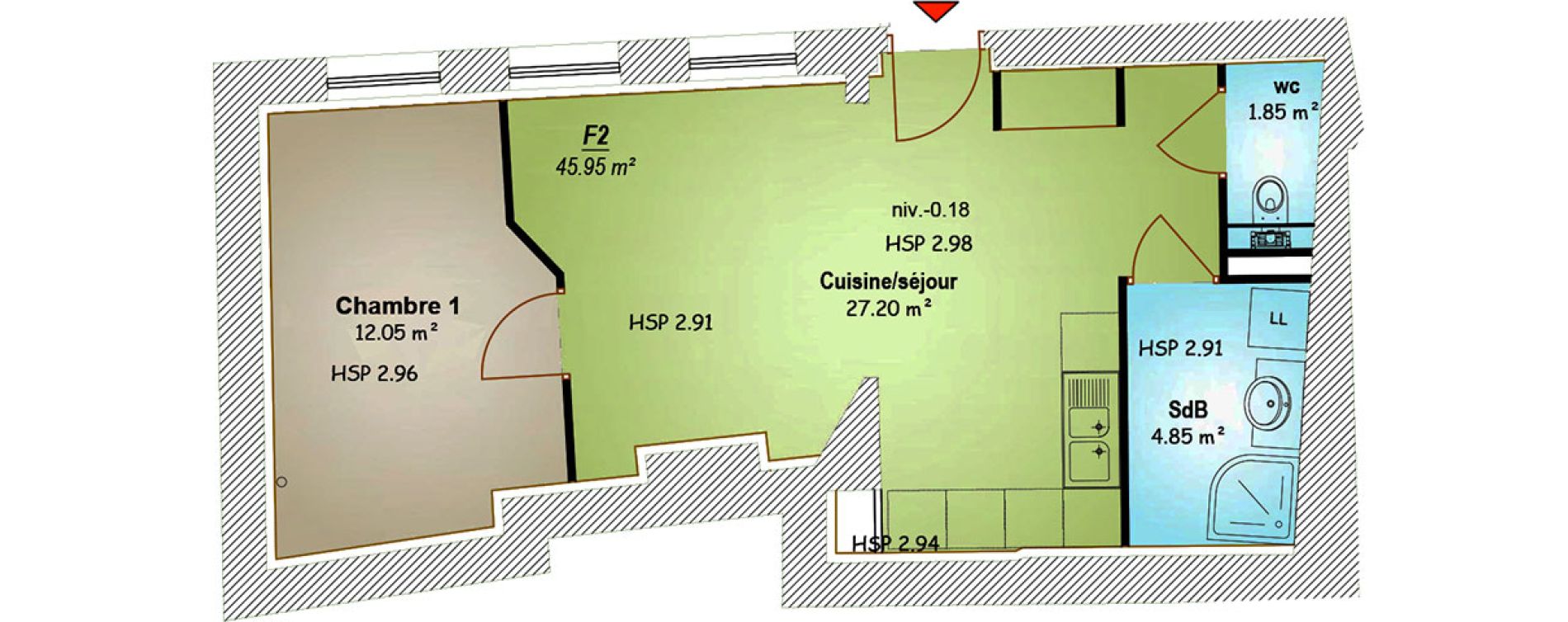 Appartement T2 de 45,95 m2 &agrave; Metz Centre et ancienne ville