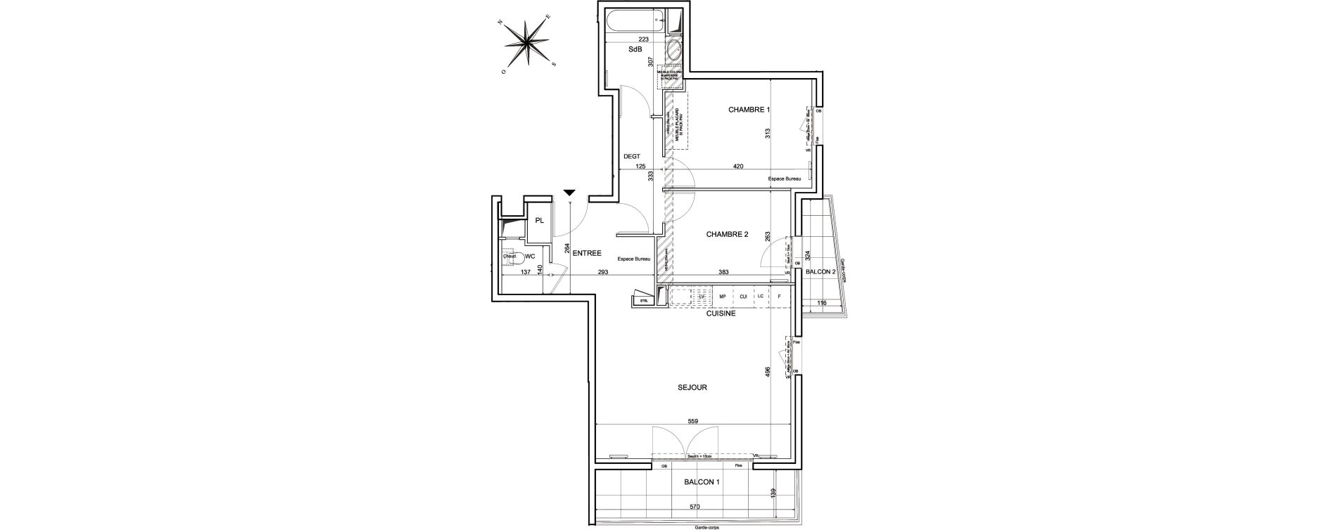 Appartement T3 de 68,83 m2 &agrave; Metz Planti&egrave;res - queuleu