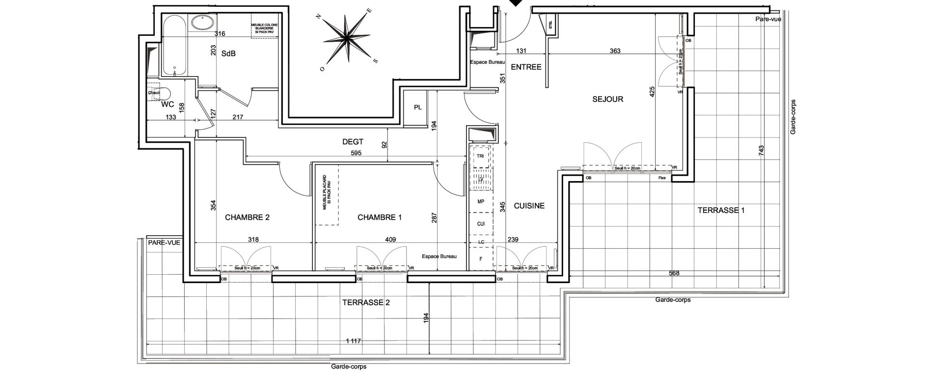 Appartement T3 de 69,05 m2 &agrave; Metz Planti&egrave;res - queuleu