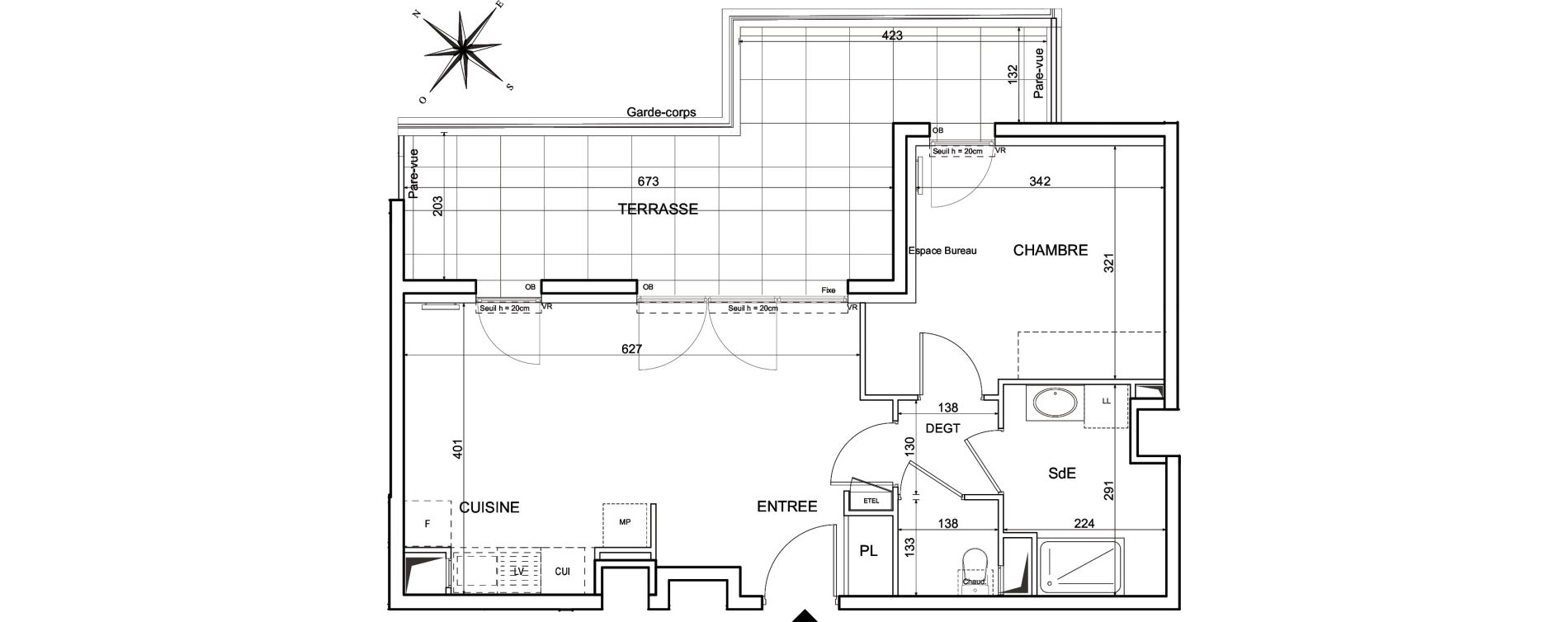 Appartement T2 de 46,21 m2 &agrave; Metz Planti&egrave;res - queuleu