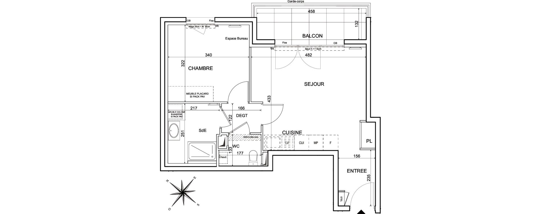 Appartement T2 de 44,09 m2 &agrave; Metz Planti&egrave;res - queuleu