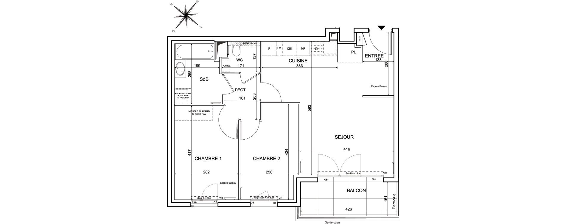 Appartement T3 de 61,33 m2 &agrave; Metz Planti&egrave;res - queuleu