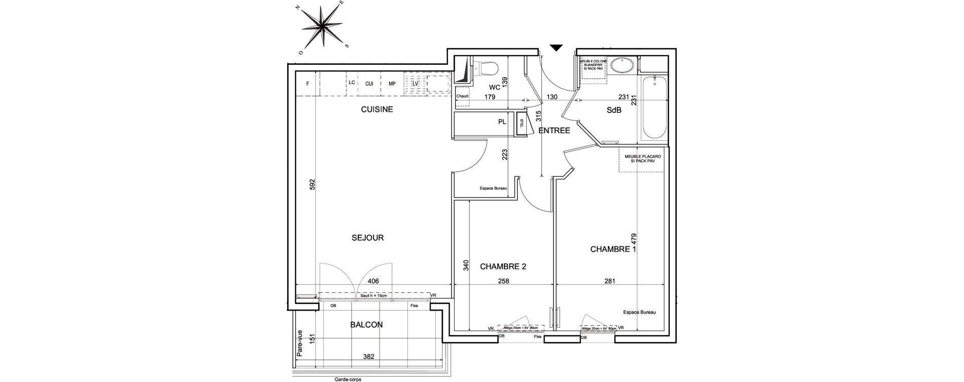 Appartement T3 de 61,31 m2 &agrave; Metz Planti&egrave;res - queuleu