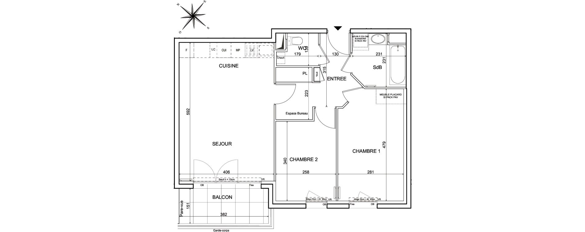 Appartement T3 de 61,31 m2 &agrave; Metz Planti&egrave;res - queuleu