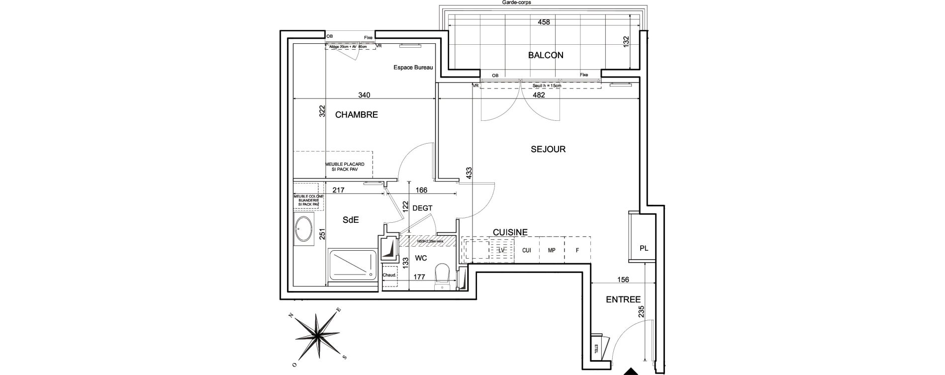 Appartement T2 de 44,09 m2 &agrave; Metz Planti&egrave;res - queuleu