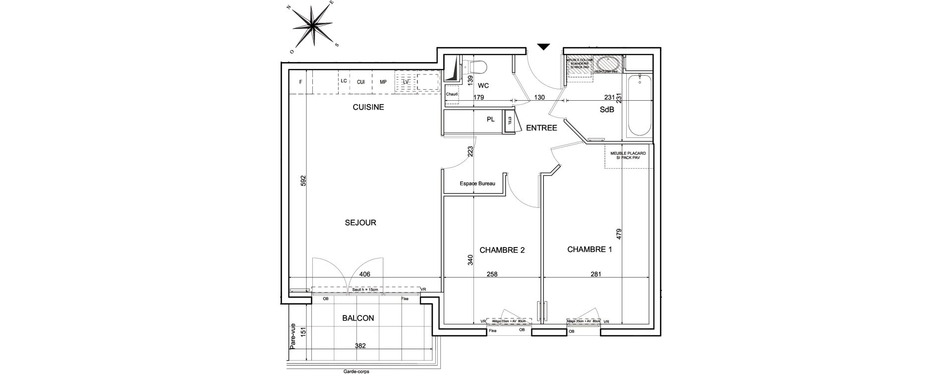 Appartement T3 de 62,31 m2 &agrave; Metz Planti&egrave;res - queuleu