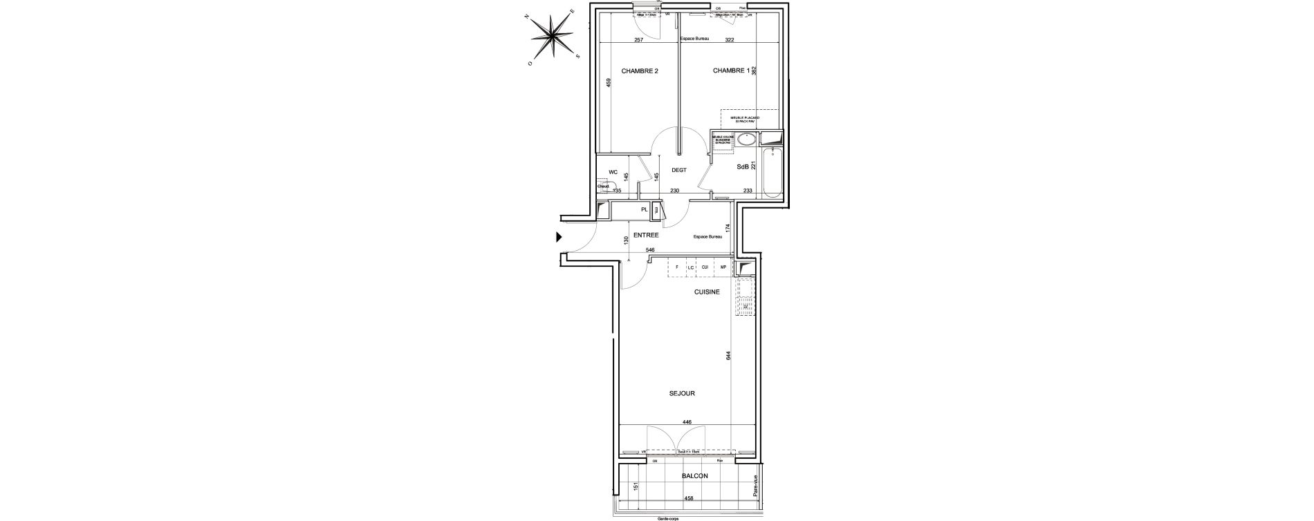 Appartement T3 de 71,87 m2 &agrave; Metz Planti&egrave;res - queuleu