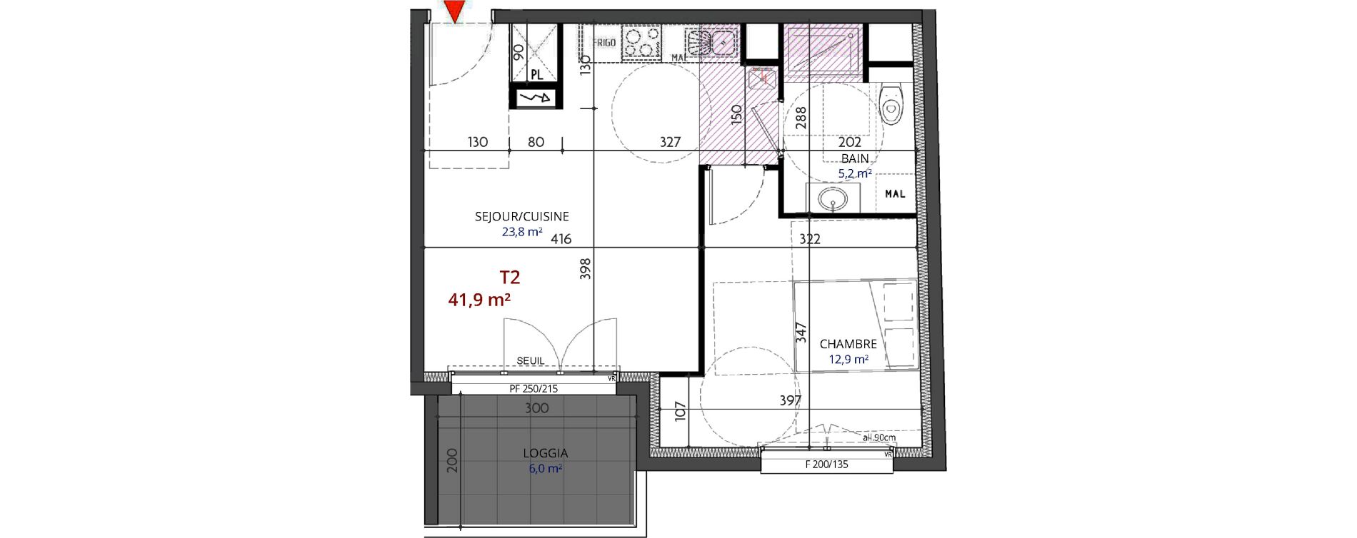 Appartement T2 de 41,90 m2 &agrave; Metz Planti&egrave;res - queuleu