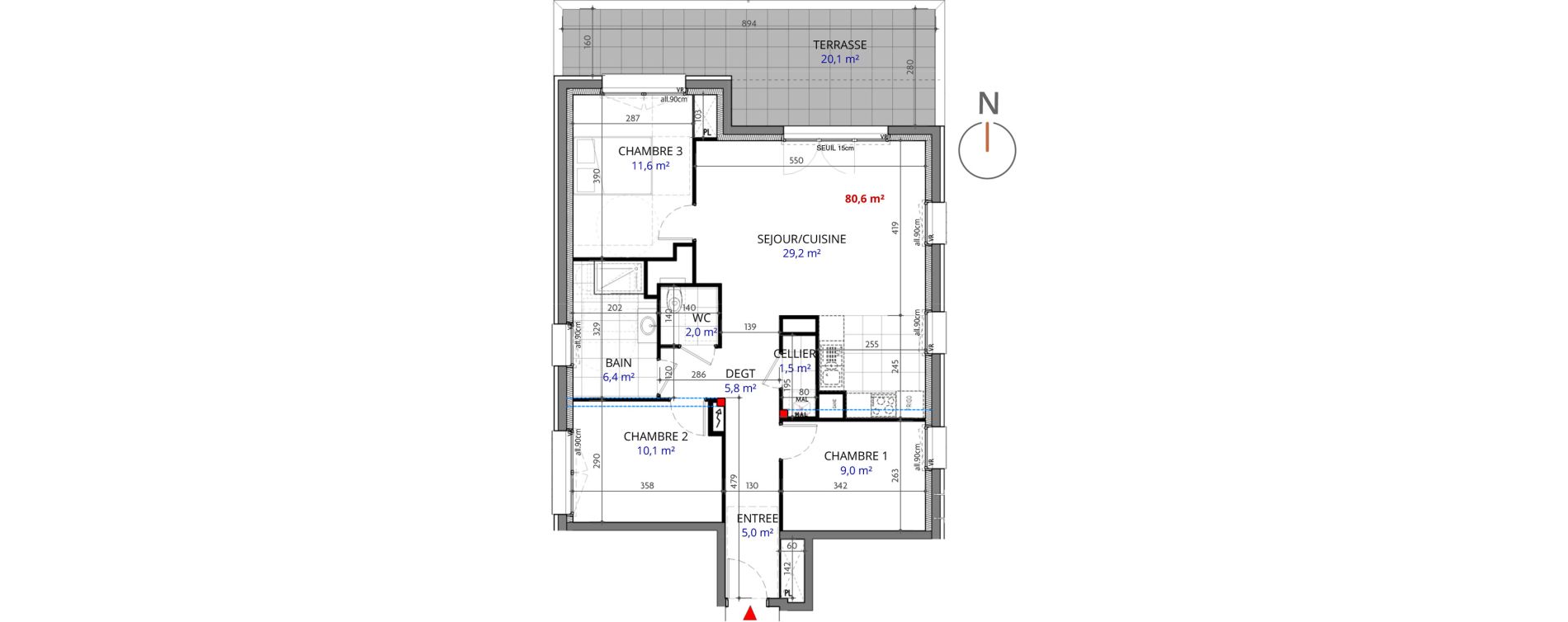 Appartement T4 de 80,60 m2 &agrave; Metz Planti&egrave;res - queuleu