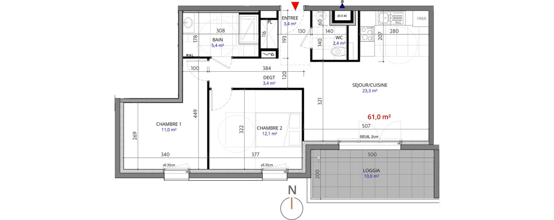 Appartement T3 de 61,00 m2 &agrave; Metz Planti&egrave;res - queuleu