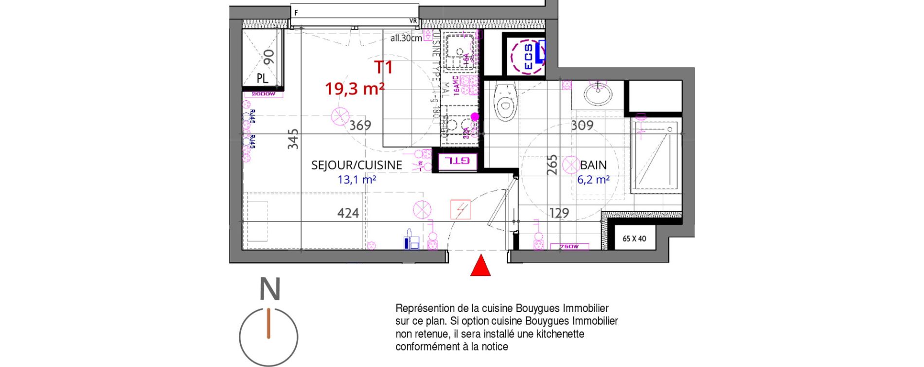 Appartement T1 de 19,30 m2 &agrave; Metz Planti&egrave;res - queuleu