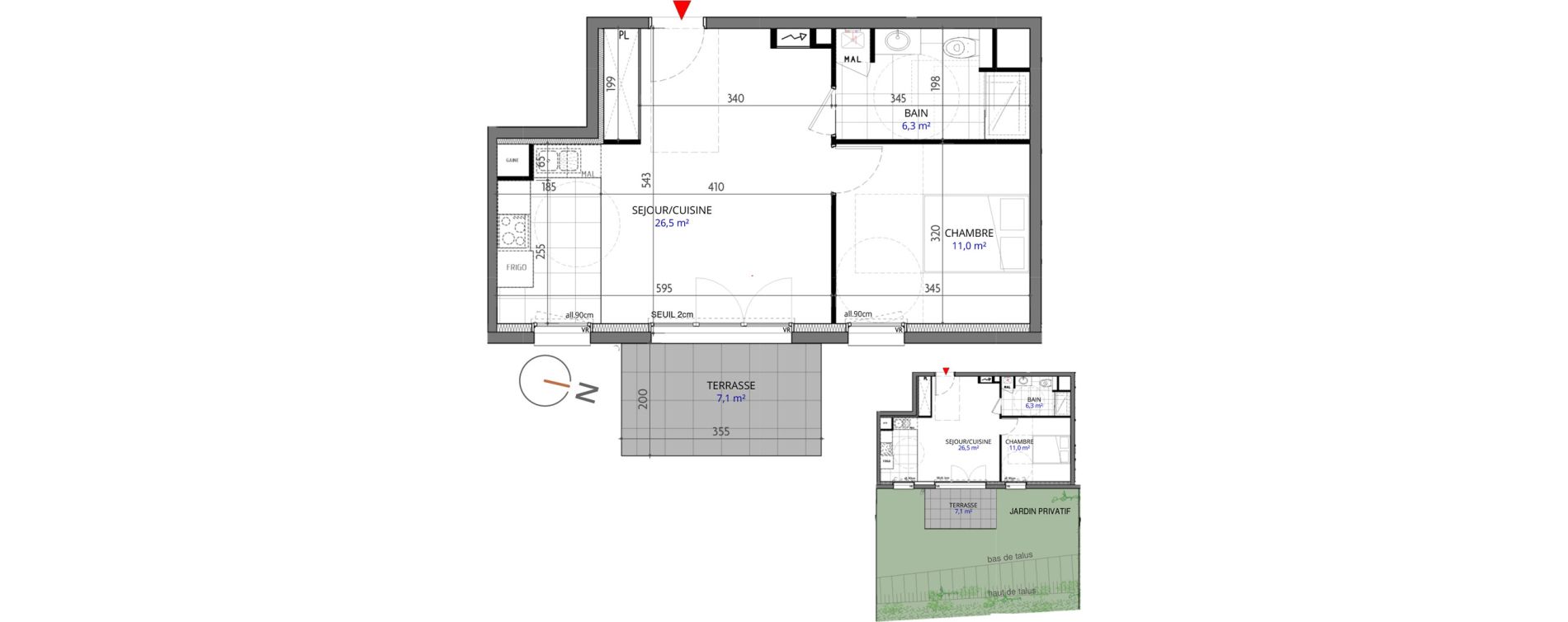 Appartement T2 de 43,80 m2 &agrave; Metz Planti&egrave;res - queuleu