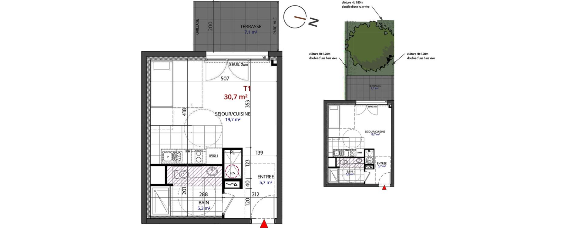 Appartement T1 de 30,70 m2 &agrave; Metz Planti&egrave;res - queuleu