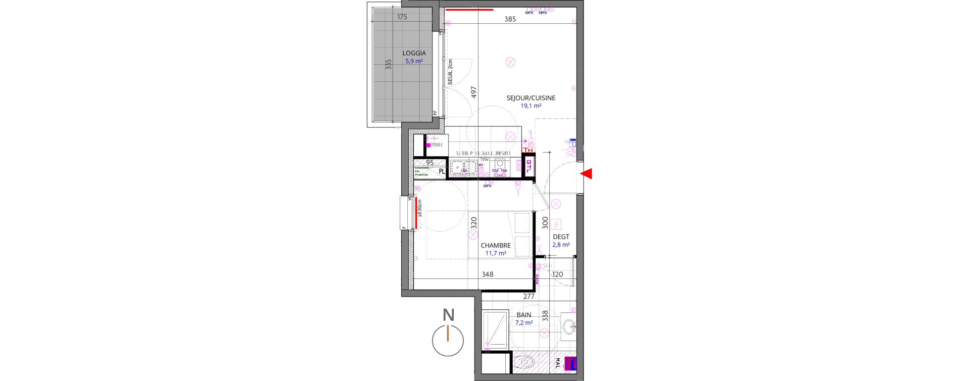 Appartement T2 de 40,80 m2 &agrave; Metz Planti&egrave;res - queuleu