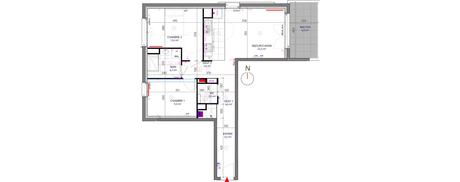 Appartement T3 de 63,60 m2 &agrave; Metz Planti&egrave;res - queuleu