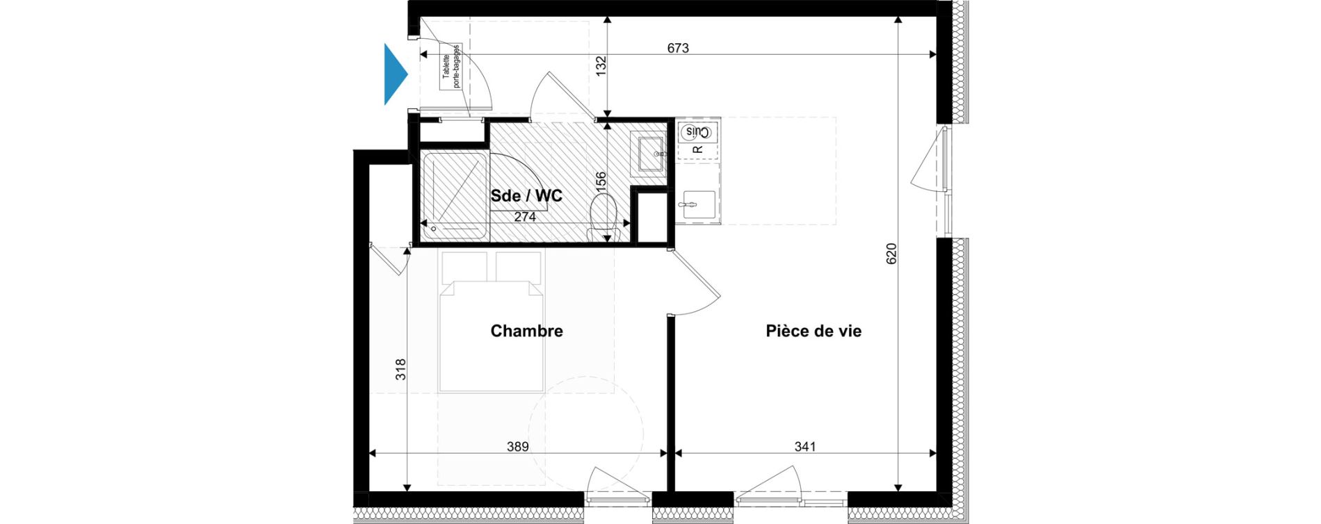 Appartement T2 meubl&eacute; de 42,82 m2 &agrave; Metz Grigy technop&ocirc;le