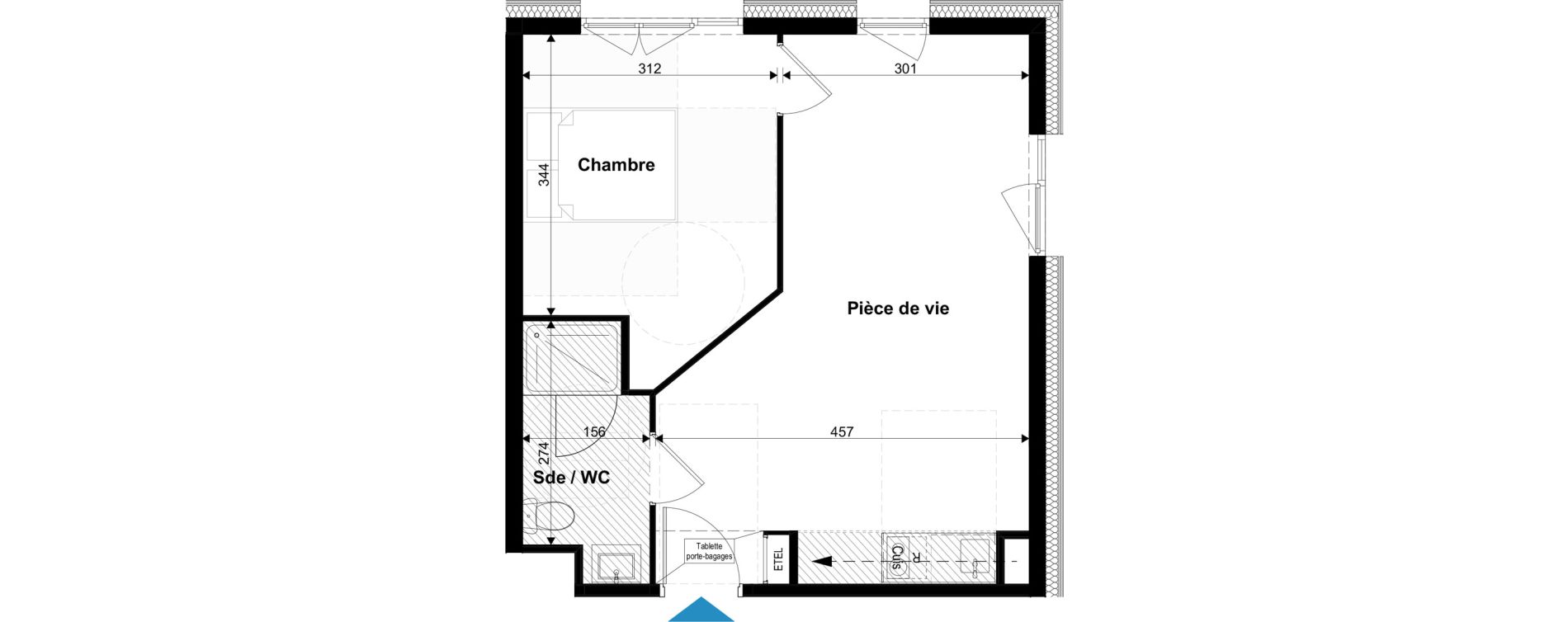 Appartement T2 meubl&eacute; de 40,12 m2 &agrave; Metz Grigy technop&ocirc;le