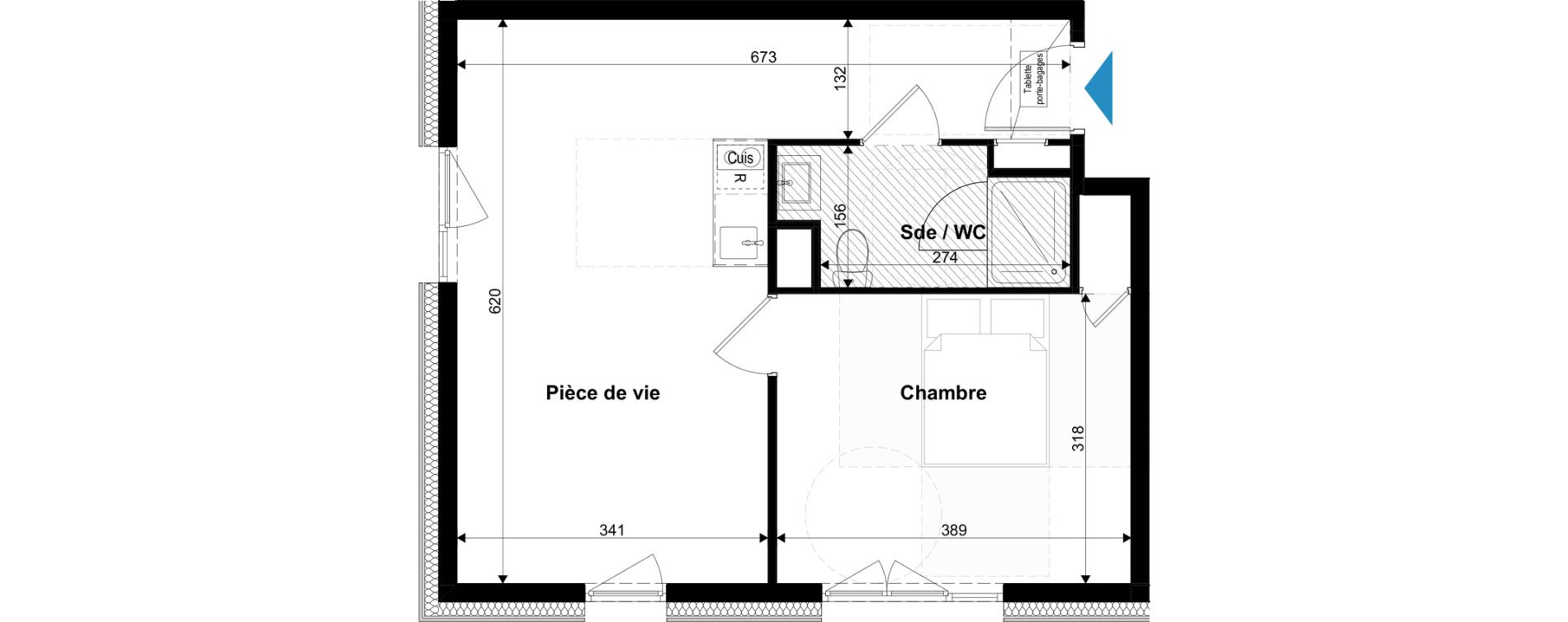 Appartement T2 meubl&eacute; de 42,82 m2 &agrave; Metz Grigy technop&ocirc;le