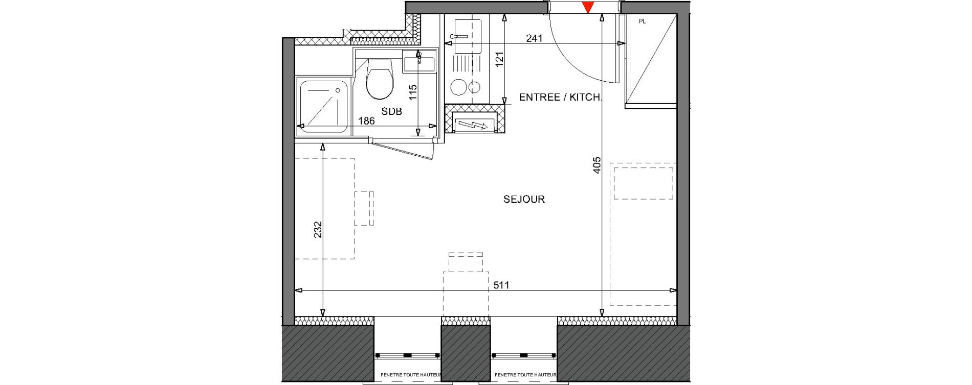 Appartement T1 de 18,73 m2 &agrave; Metz Bellecroix