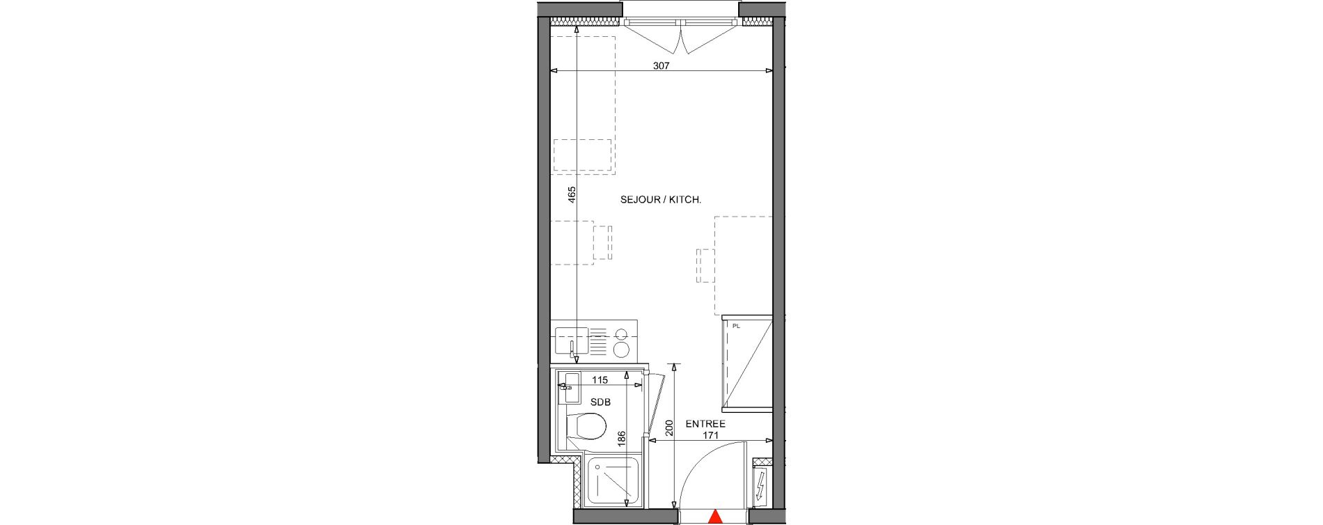 Appartement T1 de 19,25 m2 &agrave; Metz Bellecroix