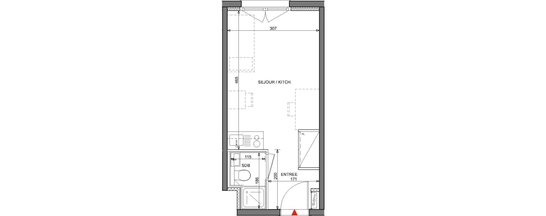 Appartement T1 de 19,25 m2 &agrave; Metz Bellecroix