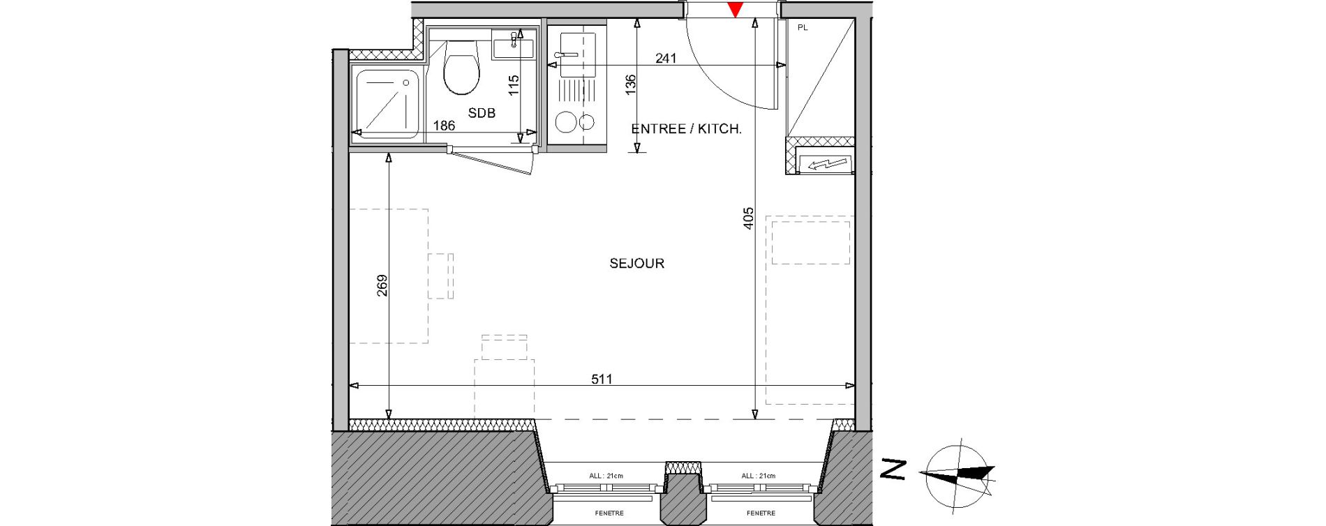 Appartement T1 de 19,47 m2 &agrave; Metz Bellecroix