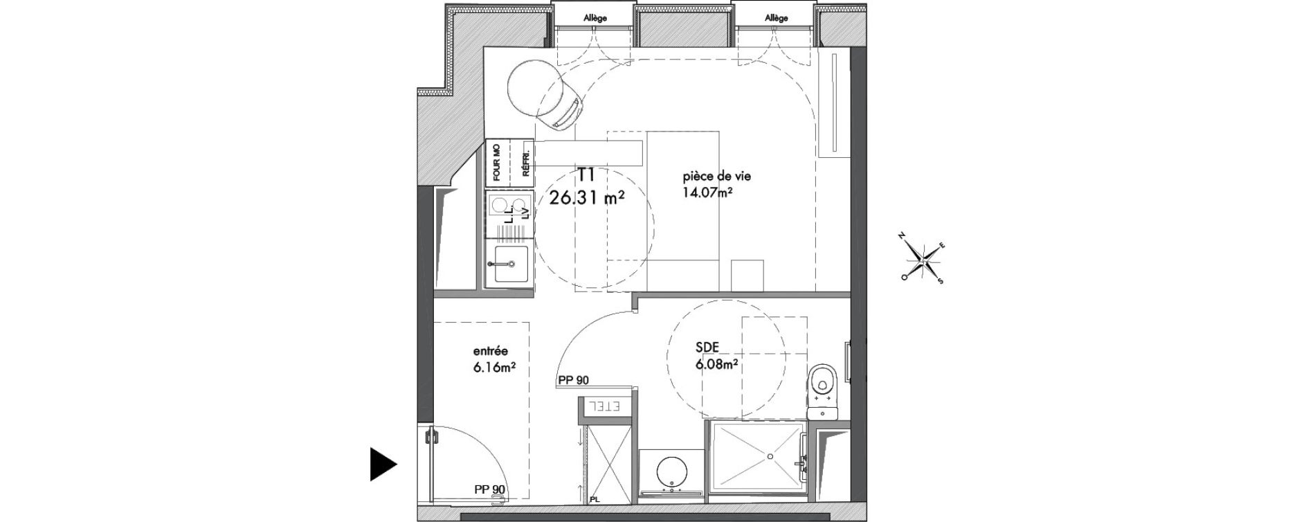 Appartement T1 de 26,31 m2 &agrave; Metz Nouvelle ville