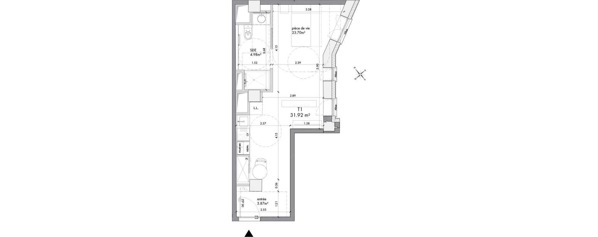 Appartement T1 de 31,92 m2 &agrave; Metz Nouvelle ville