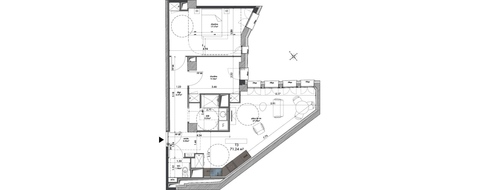 Appartement T3 de 71,24 m2 &agrave; Metz Nouvelle ville