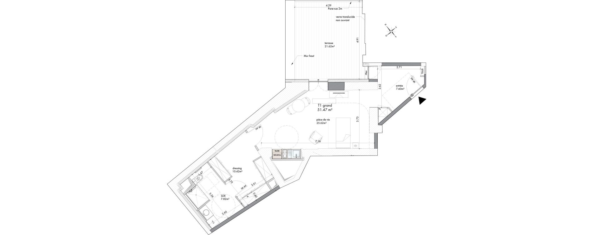 Appartement T1 de 51,47 m2 &agrave; Metz Nouvelle ville