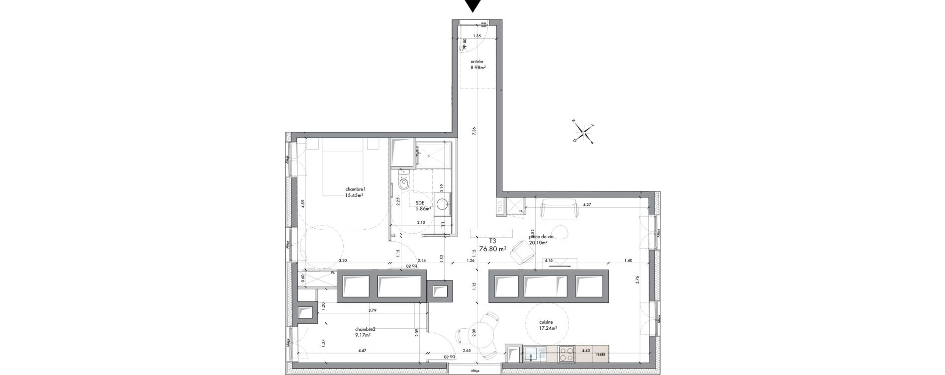 Appartement T3 de 76,80 m2 &agrave; Metz Nouvelle ville