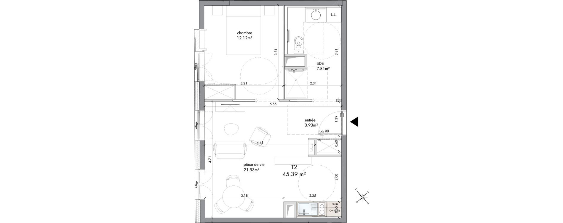 Appartement T2 de 45,39 m2 &agrave; Metz Nouvelle ville