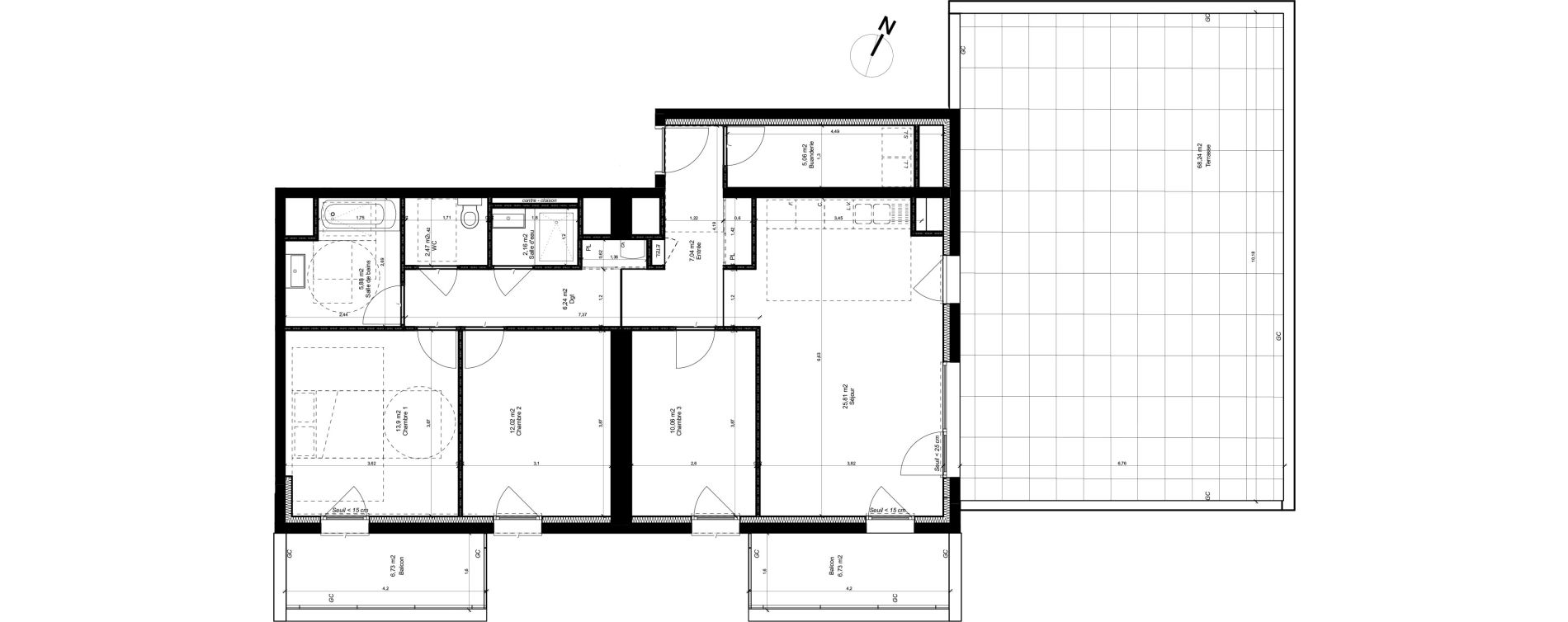 Appartement T4 de 90,64 m2 à Metz Patrotte - metz nord