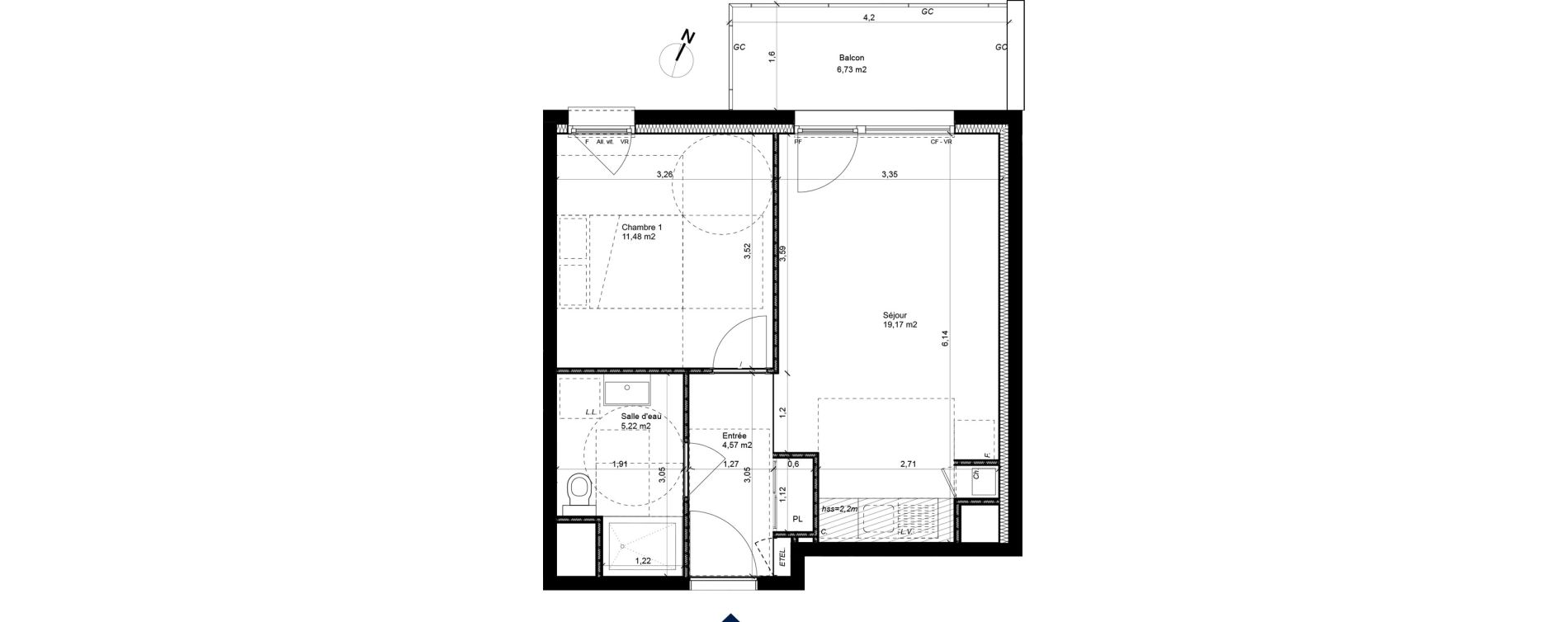 Appartement T2 de 40,43 m2 &agrave; Metz Patrotte - metz nord