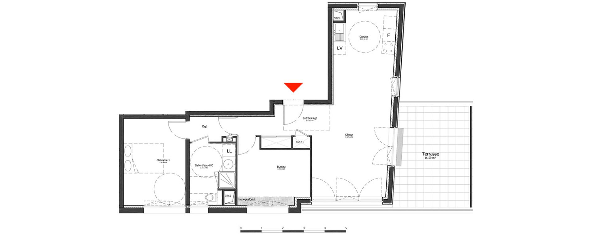 Appartement T3 de 63,93 m2 &agrave; Metz Amphith&eacute;&acirc;tre