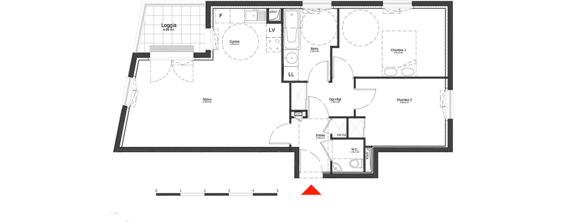 Appartement T3 de 67,37 m2 &agrave; Metz Amphith&eacute;&acirc;tre