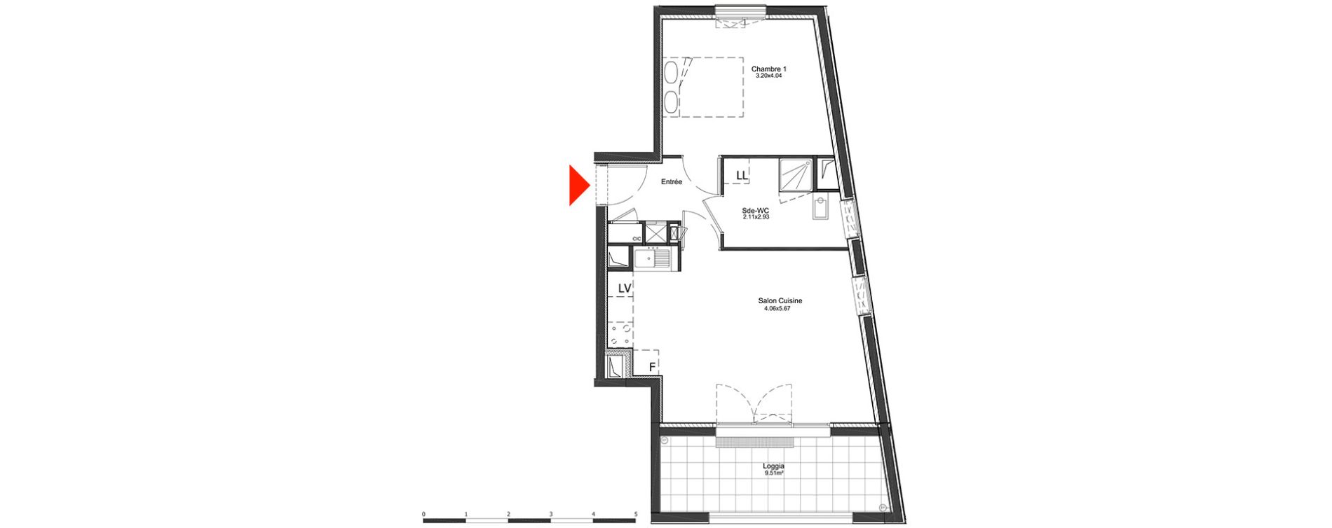 Appartement T2 de 44,96 m2 &agrave; Metz Amphith&eacute;&acirc;tre