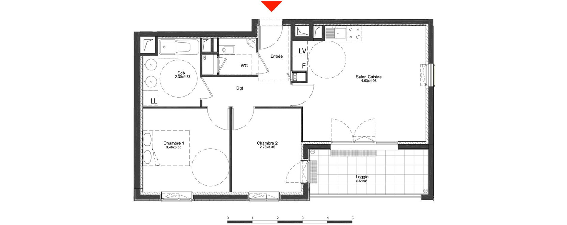 Appartement T3 de 59,69 m2 &agrave; Metz Amphith&eacute;&acirc;tre